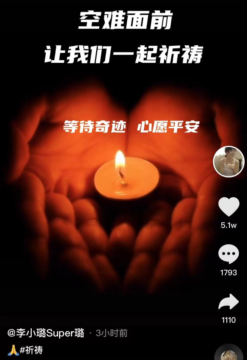 众星为737全员祈福：李小璐手捧蜡烛祷告，李艾叹天地无情引争议(图3)